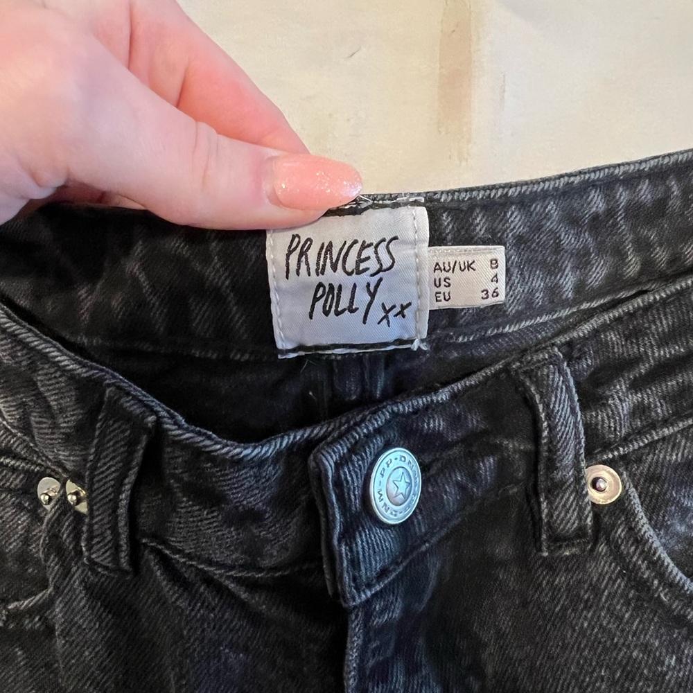 Princess Polly size 25 black ankle mom jeans